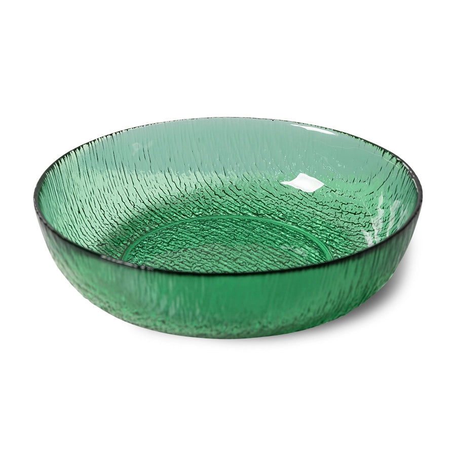 HKliving USA AGL4487 The Emeralds green glass salad bowl side