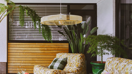 large basket lights made from black white and natural rattan