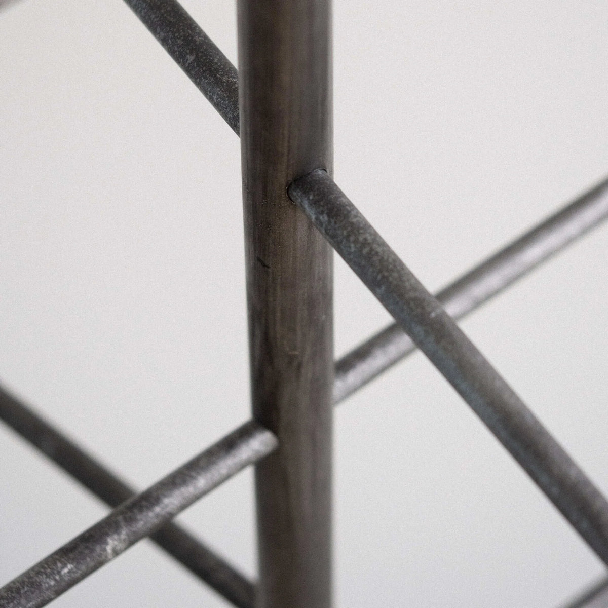 Close-up of a metal frame with a white background