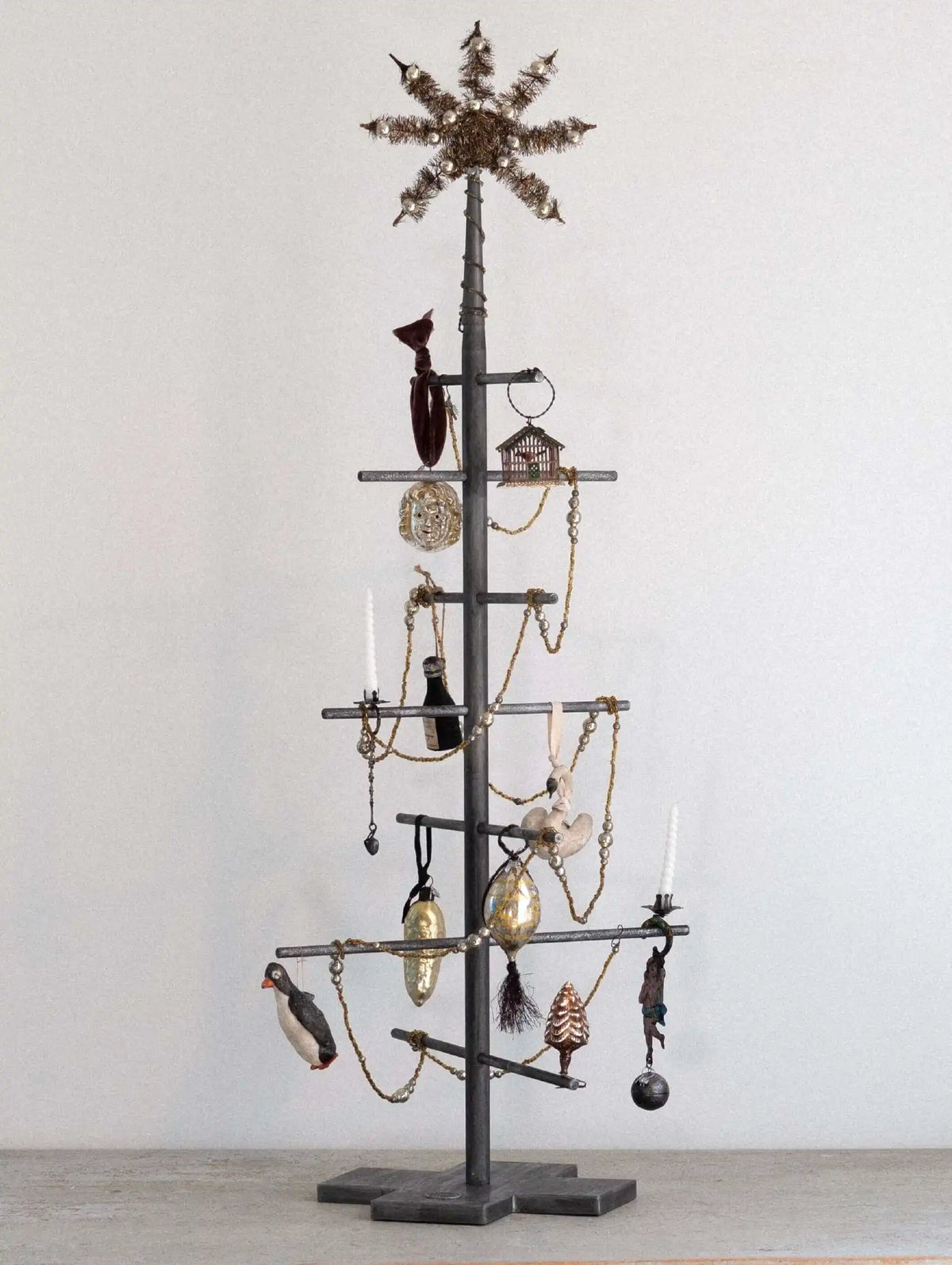 Metal Christmas tree with Antique Patina finish - L