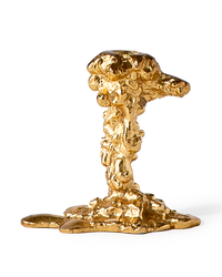 gold colored drip candle stick holder design object