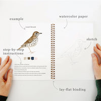 open water coloring book with image of bird and hands with text