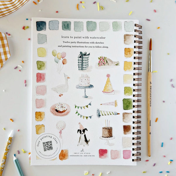 back of water coloring book with illustrations of celebrations in color