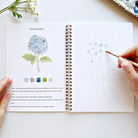 watercolor book with hand and painting