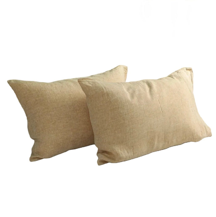 French linen pillow covers on white background