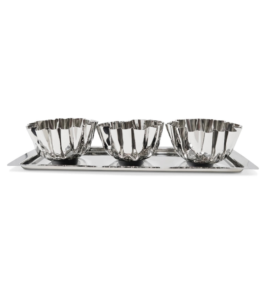 Stainless Steel Relish Dish on Tray shiny silver serverware – LAZARO ...