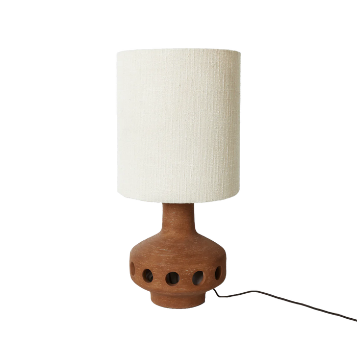 table lamp brown base white shade