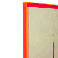 detail of pink acrylic frame and painting