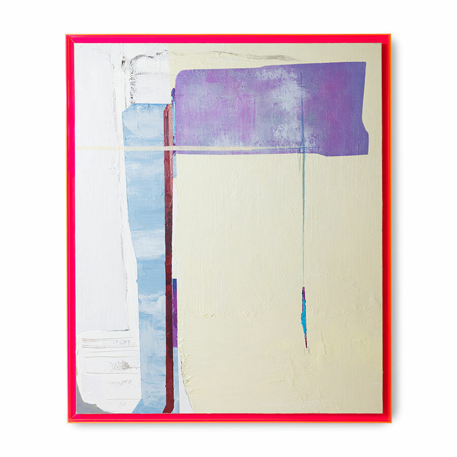 abstract painting with neon-pink frame on a white background