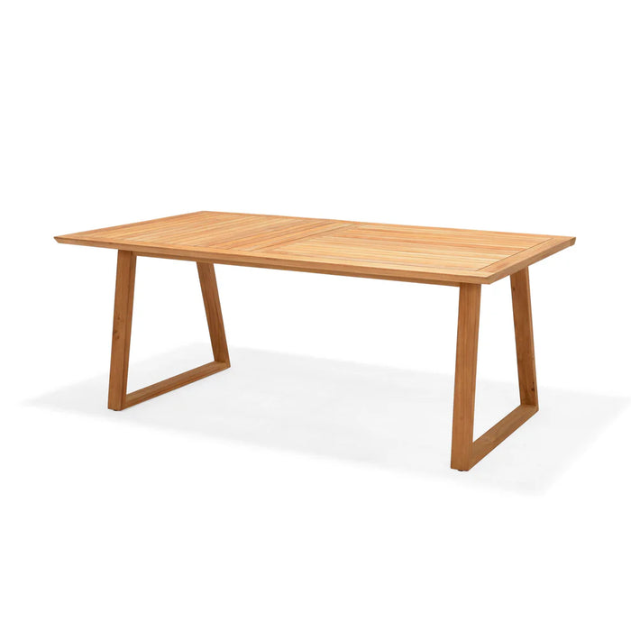 Wooden dining table on a white background
