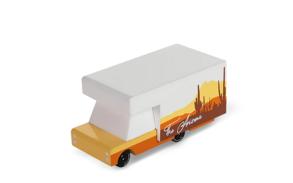 Model of a truck with a white cab and orange trailer on a white background
