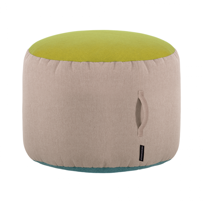 small pouf in beige yellow and teal