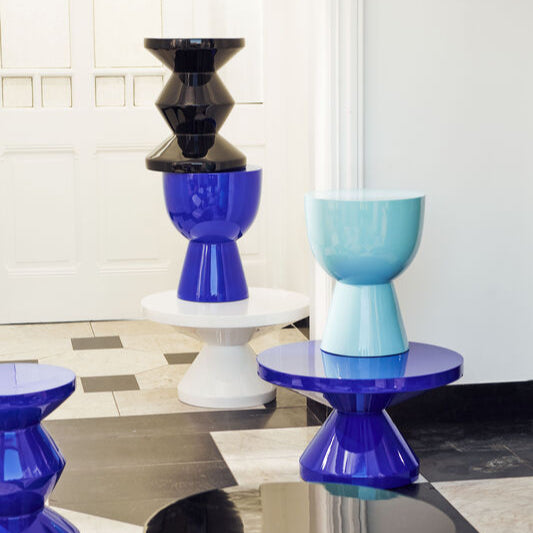 black and blue accent tables high gloss