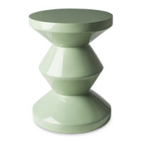 glossy olive green accent table in zig zag design