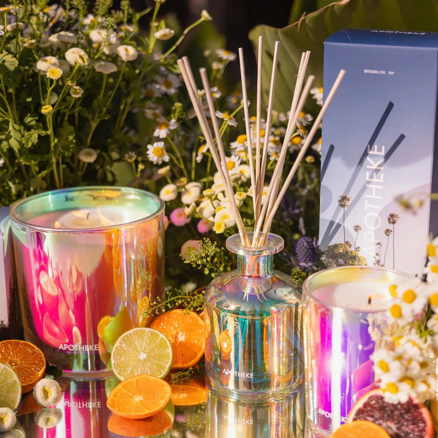 scented candle special edition in shiny container with California Palm tree photo