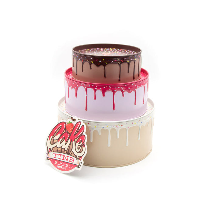 metal round nesting set of 3 cake tins