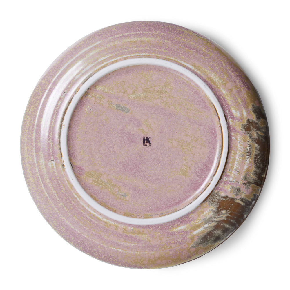 porcelain deep plate with rustic pink glaze