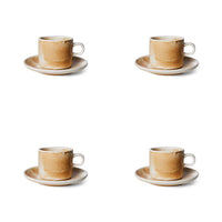 4 sets of cream and brown cup with saucer