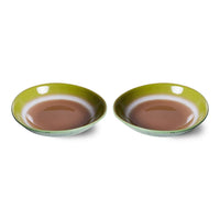 curry bowls in green and brown retro colors