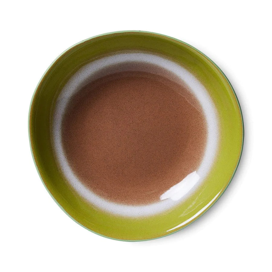 curry bowls in green and brown retro colors