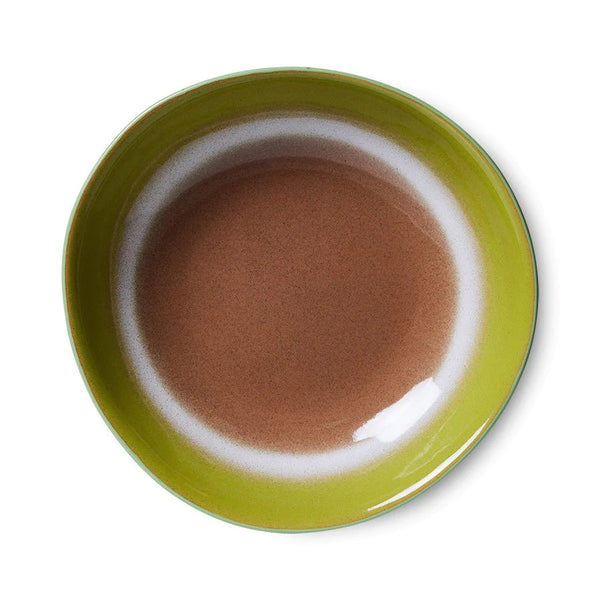 curry bowls in green and brown retro colors