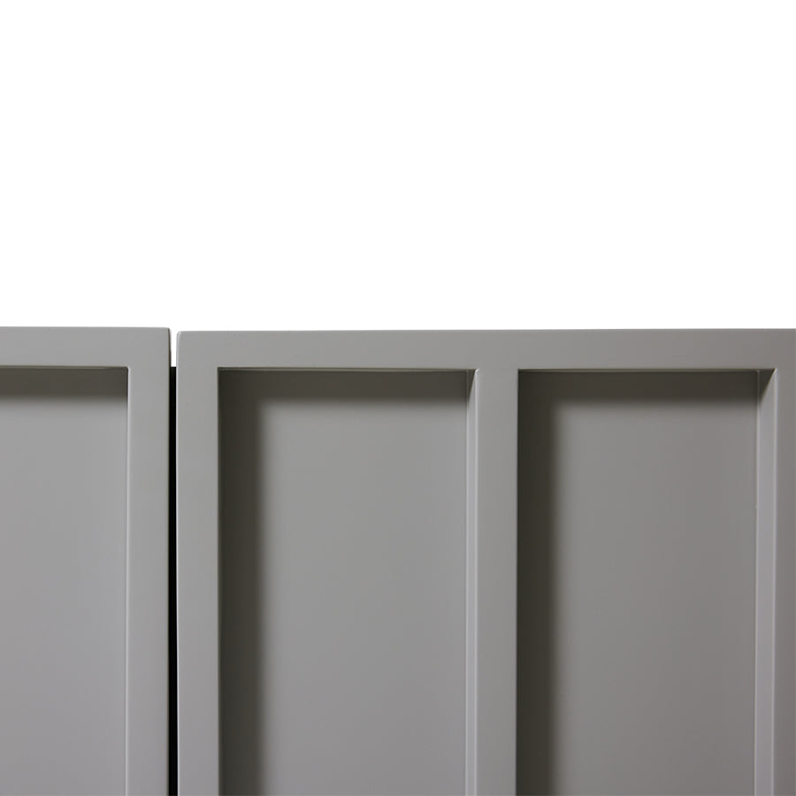 detail of concrete grey tv stand low sideboard