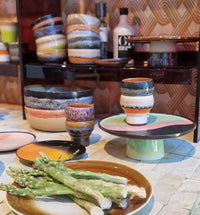 retro style tableware on kitchen island