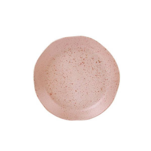 Round, pinkish-beige stone on a white background