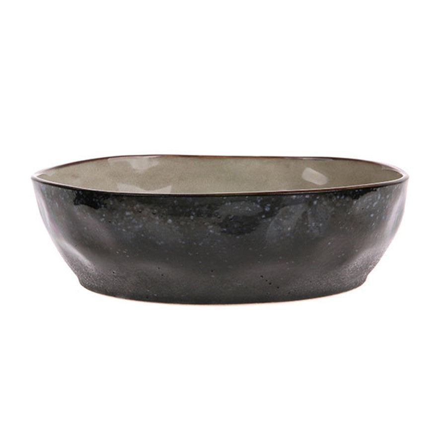 Black ceramic bowl on a white background