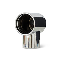 Metallic object with black interior on a white background
