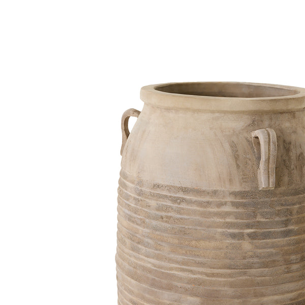 Decorative vase with handles on a white background