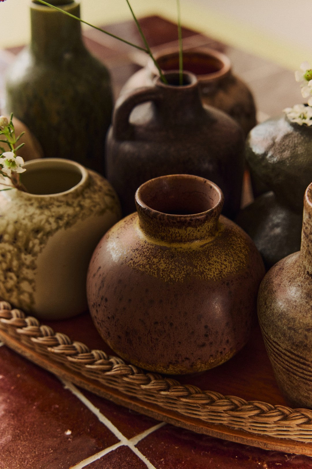 HKLIVING 70s Ceramics Small Vases, Pursuit, Set of 5
