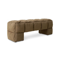Brown quilted bench on a white background