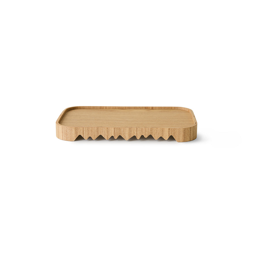 wooden tray on a white background