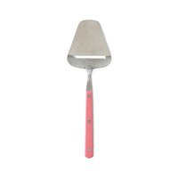 Cheese slider with pink handle on a white background