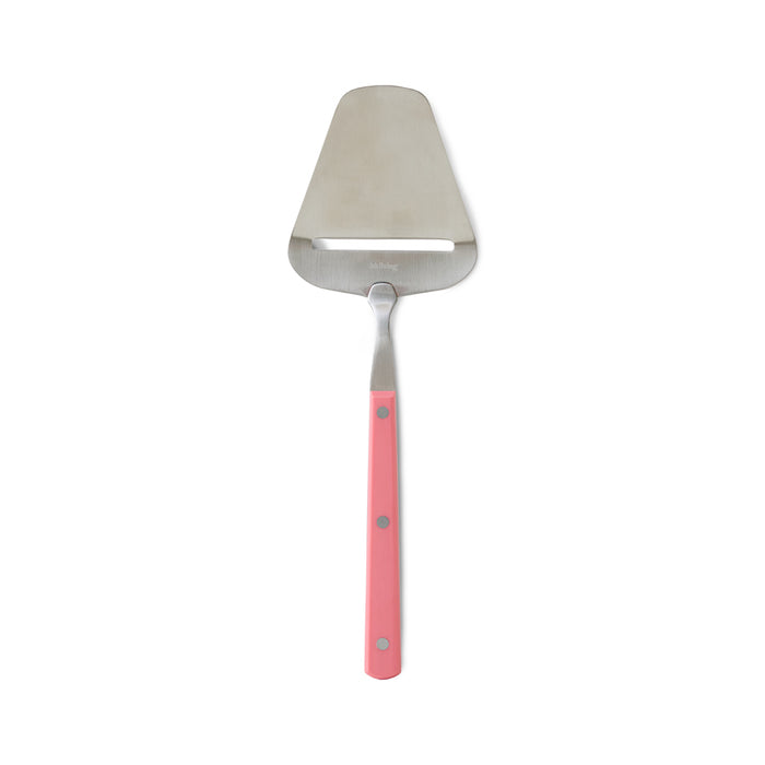 Cheese slider with pink handle on a white background