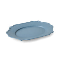 Blue oval platter on a white background