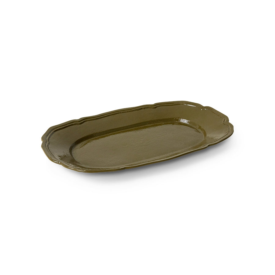 Green aluminum platter on a white background