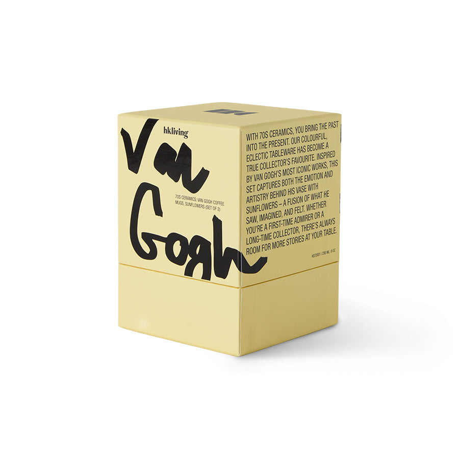 yellow gift box Van Gogh with text on white background