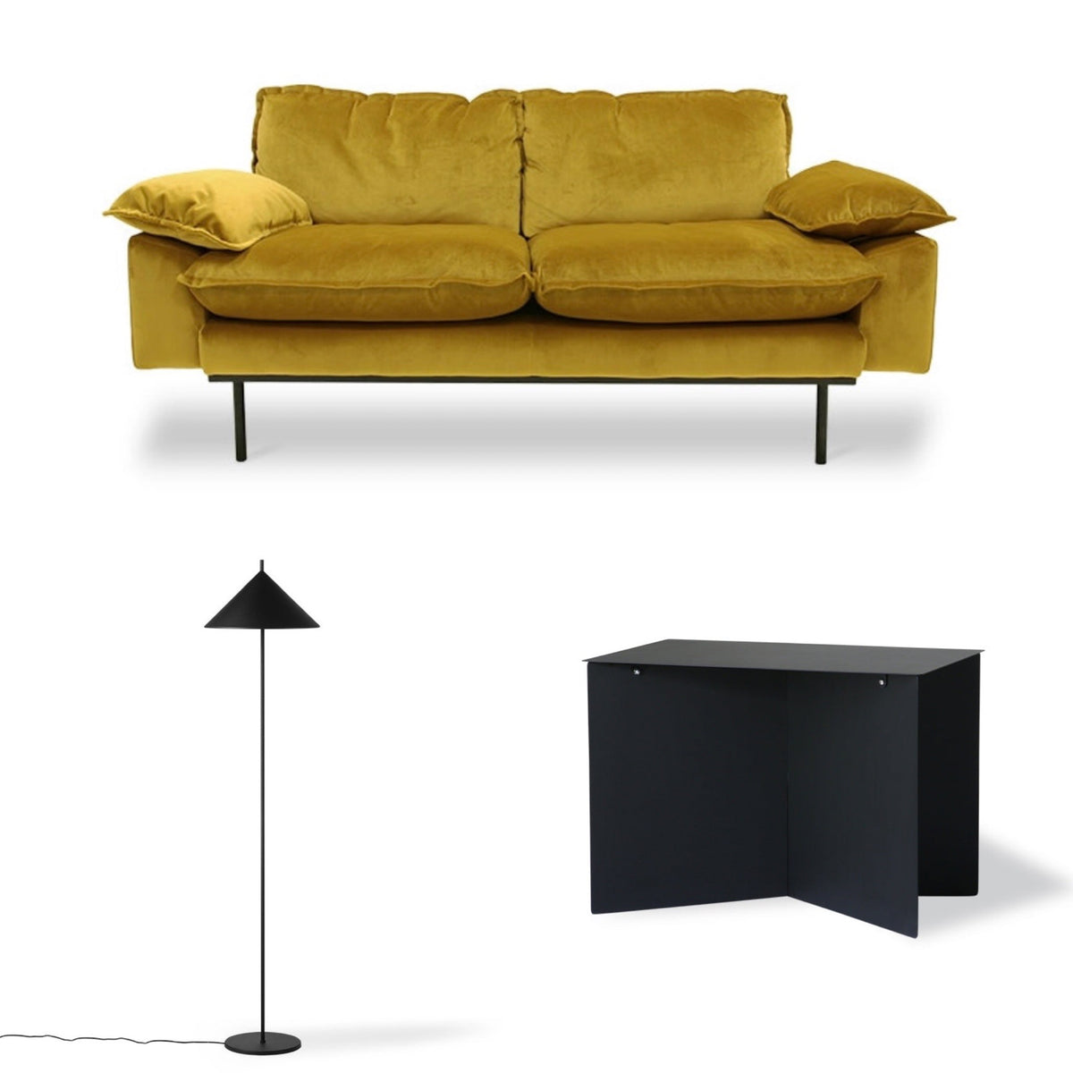 BUNDLE with FREE SHIPPING: Sofa, accent table & floor lamp