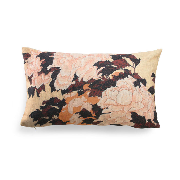 Decorative pillow with floral pattern on a beige background