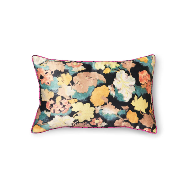 Floral patterned pillow on a white background