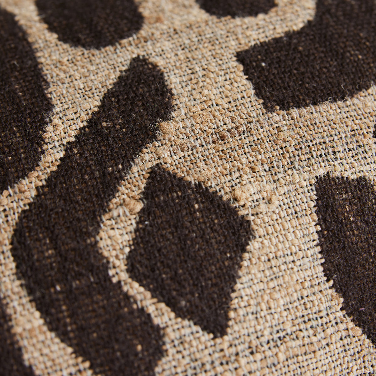 Close-up of a fabric with a brown and beige pattern