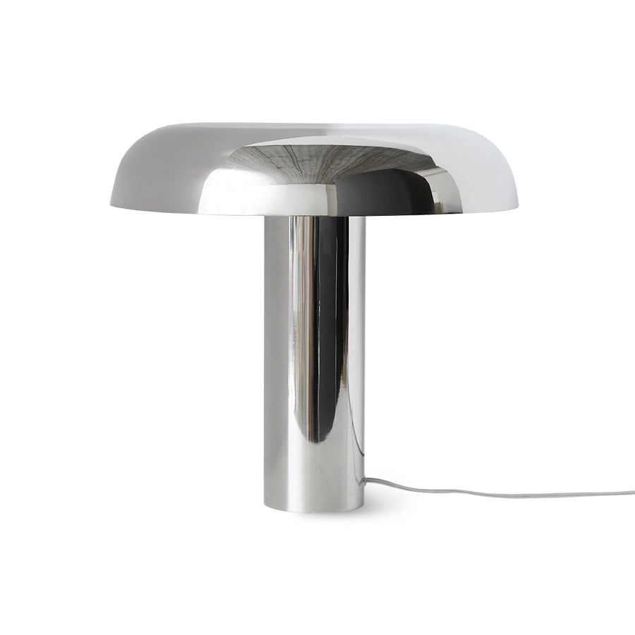 Modern silver table lamp on a white background