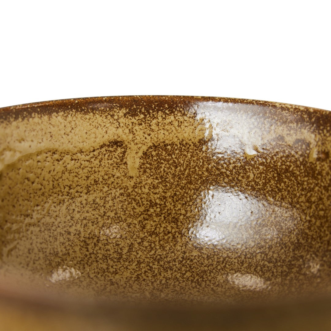 detail  of brown noodle bowl glaze