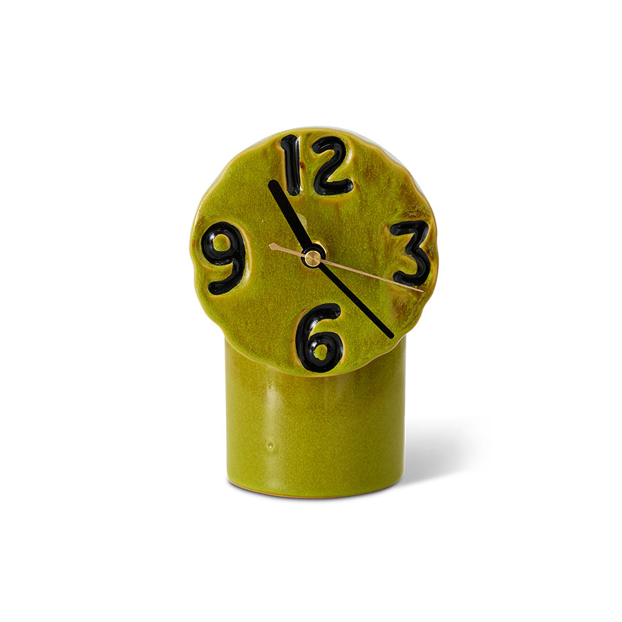 ACL0003 HKLIVING USA retro ceramic desk shelf clock Olive green