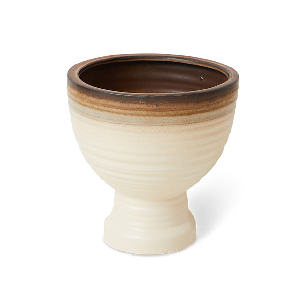16 inch ceramic planter with saucer AFC0006 HKLIVING USA Stoneware planter Vanilla cream brown retro style