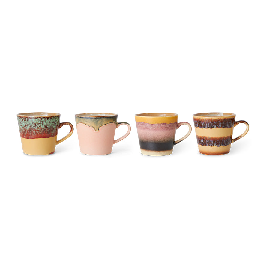 70s Ceramics Cappuccino Mugs Vista Set of 4 | Mixed Glaze
