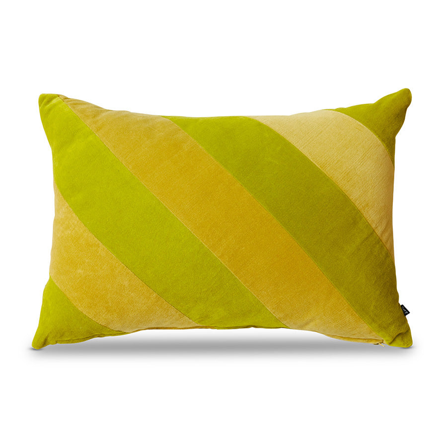 HK Living USA TKU2107 Striped velvet pillow yellow and green tones