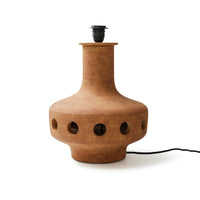 Boucle and brown stoneware table lamp